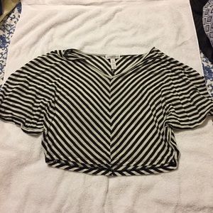 White and black stripped crop top